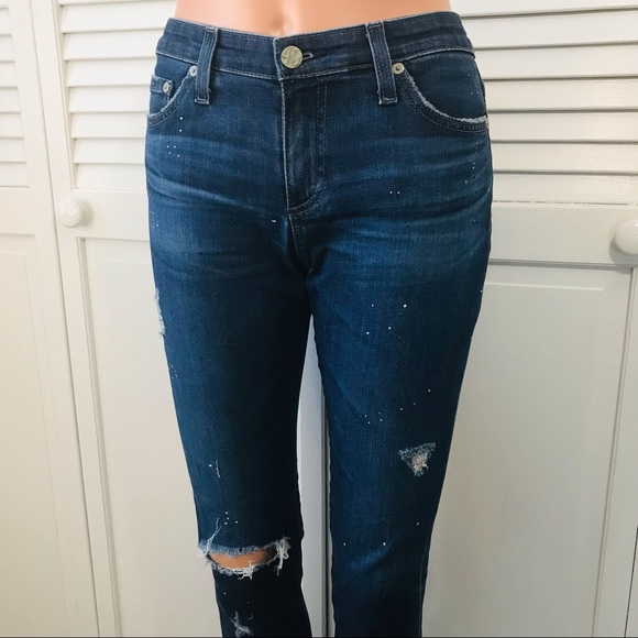 AG ADRIANO GOLDSCHMIED Blue Distressed The Legging Ankle Skinny Jeans Size 27R - Picture 2 of 10
